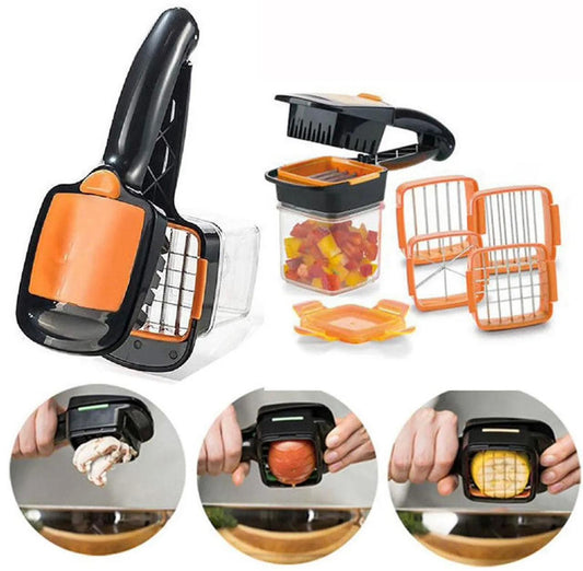 Multi-Function Manual Push Vegetable Chopper – Fast &amp; Effortless Cutting